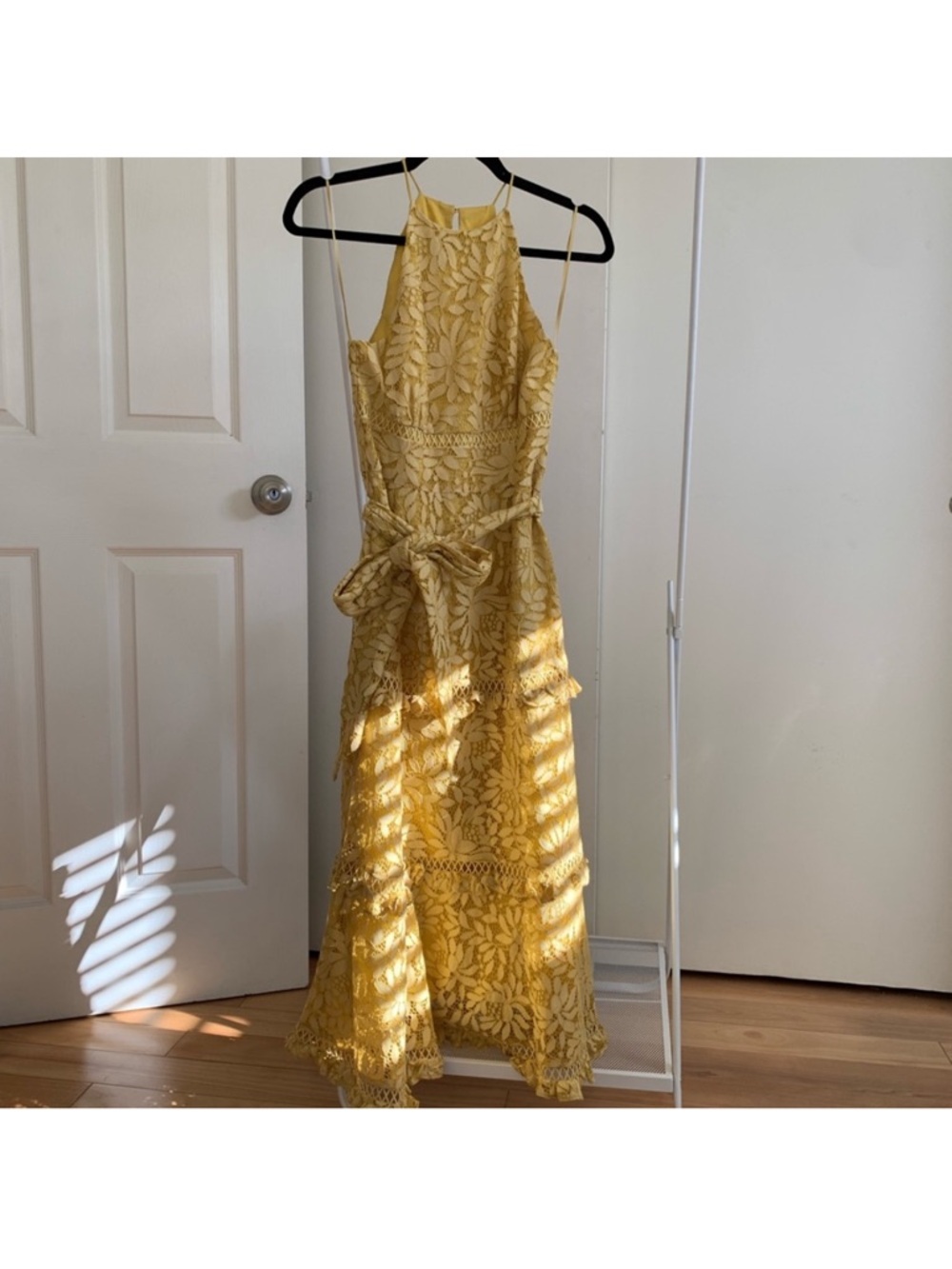 KEEPSAKE the Label Mustard Yellow Lace Halter Midi Dress - Picture 4 of 5